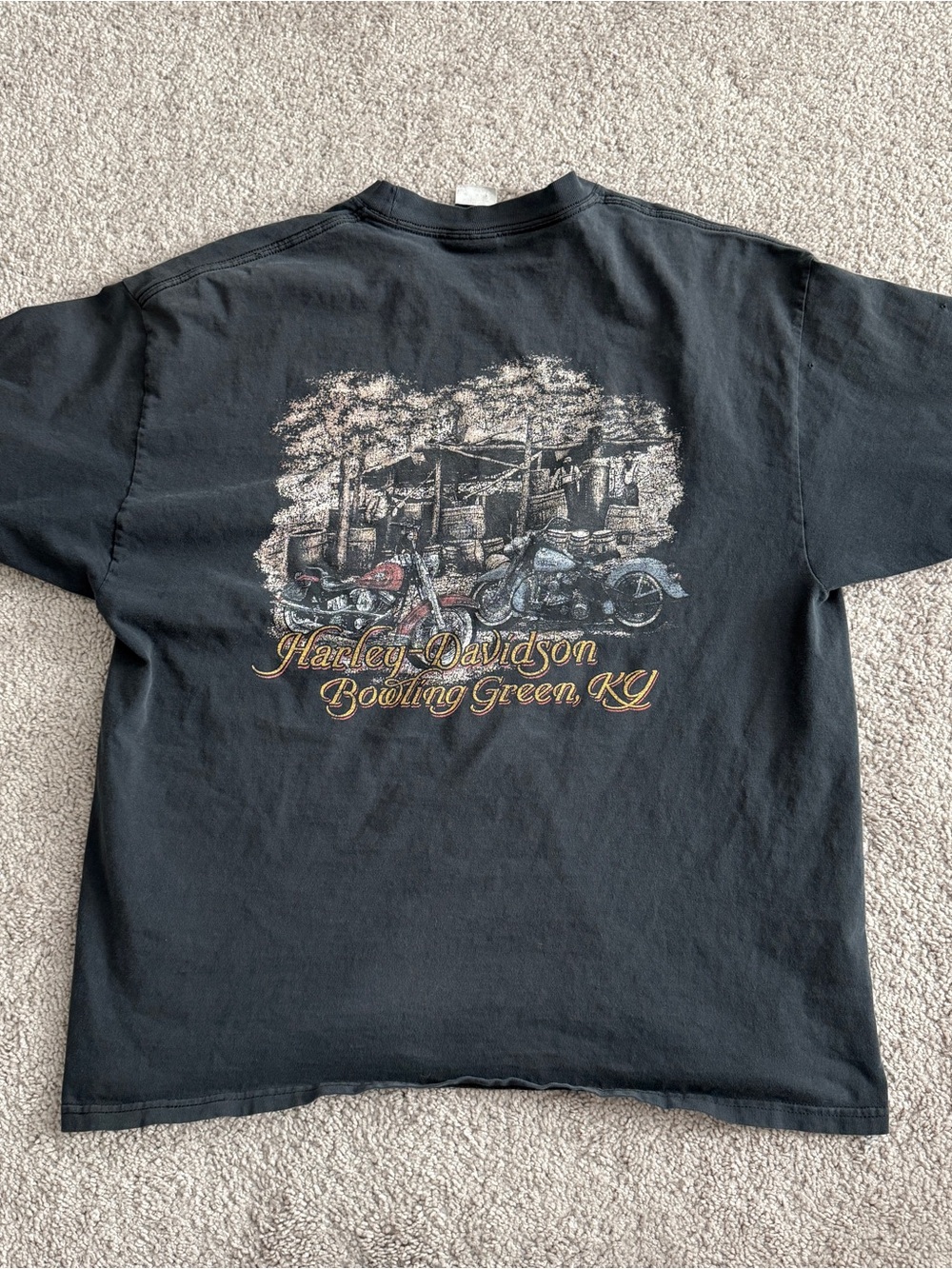 Harley Davidson T Shirt Bowling Green KY Distressed Fade Biker Large 22.5x27.5